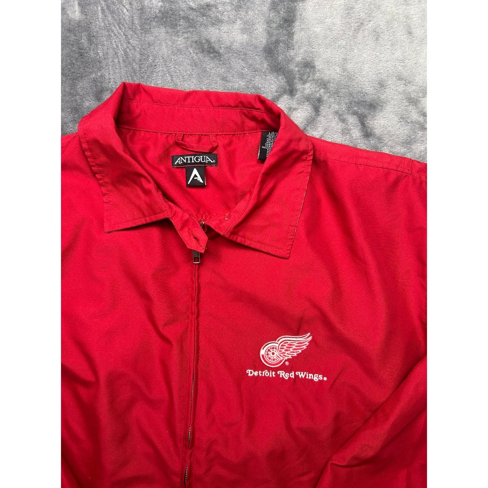 VTG Antigua Detroit Red Wings Mens L Red Full Zip Windbreaker Jacket NHL Hockey - Picture 4 of 7